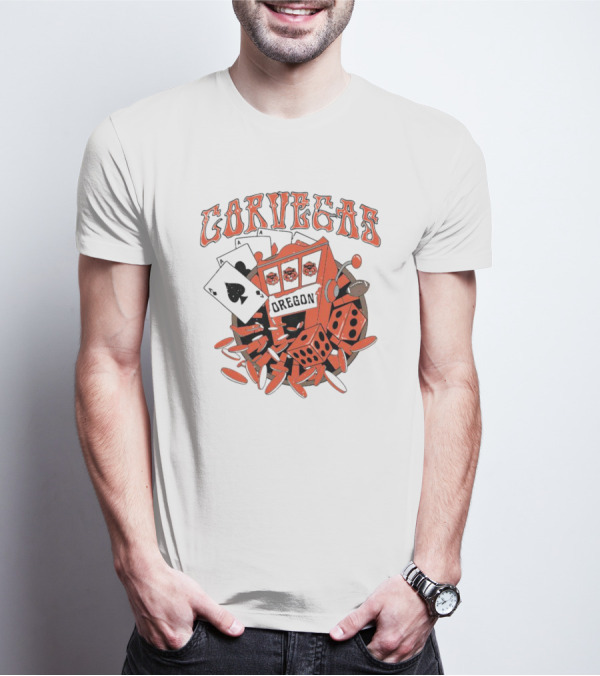 Corvegas Oregon OS Slot Machine Dice Cards Football Elements T-Shirt