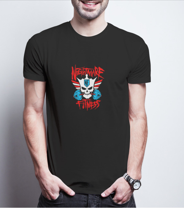 Nightmare Fitness NF Skull Wings Barbell Emblem T-Shirt