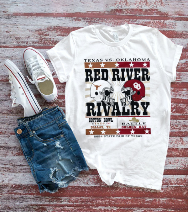Texas Vs. Oklahoma Red River Rivalry Cotton Bowl Battle For The Golden Hat 2024 State Fair Of Texas T-Shirt