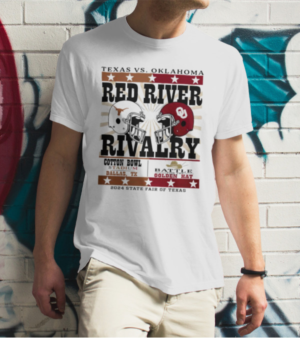 Texas Vs. Oklahoma Red River Rivalry Cotton Bowl Battle For The Golden Hat 2024 State Fair Of Texas T-Shirt