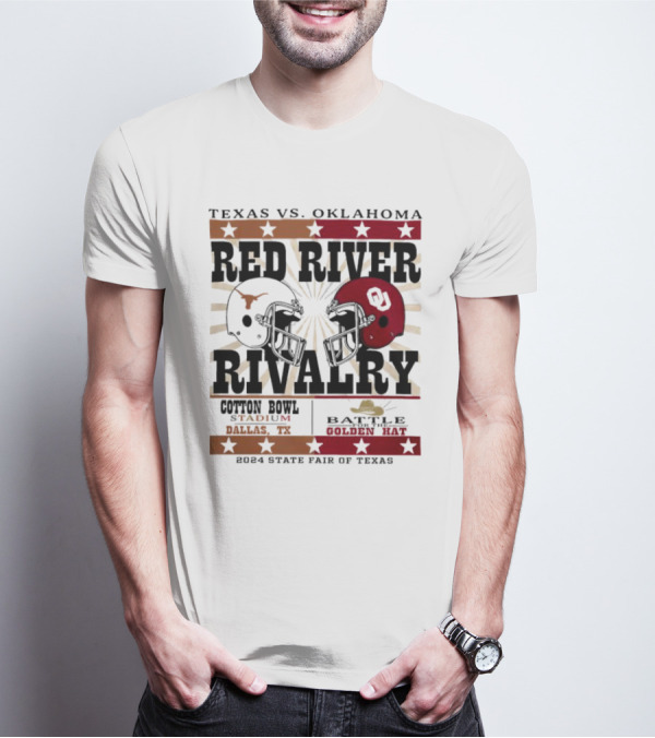 Texas Vs. Oklahoma Red River Rivalry Cotton Bowl Battle For The Golden Hat 2024 State Fair Of Texas T-Shirt