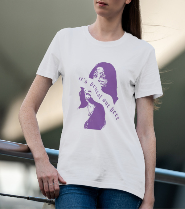 Olivia Rodrigo It's Brutal Out Here Purple Dual Image T-Shirt