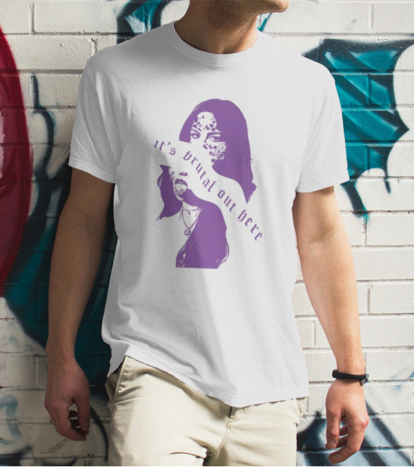 Olivia Rodrigo It's Brutal Out Here Purple Dual Image T-Shirt