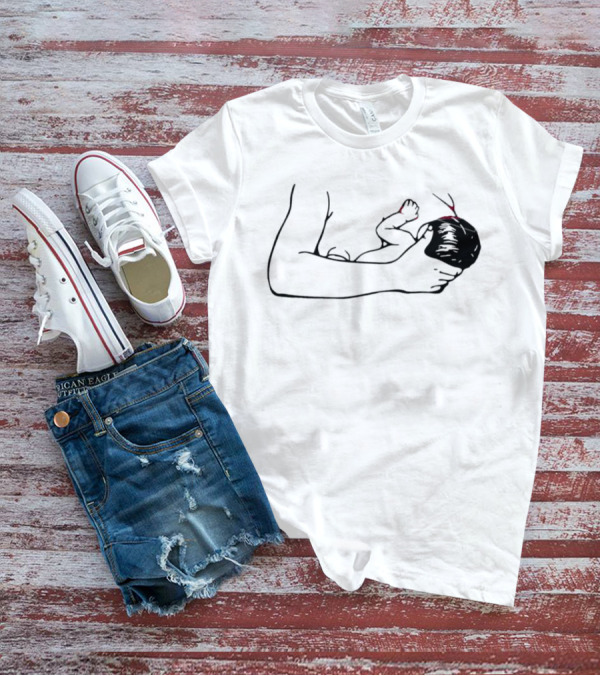 Breastfeeding Mother And Child Silhouette With Red Accents T-Shirt