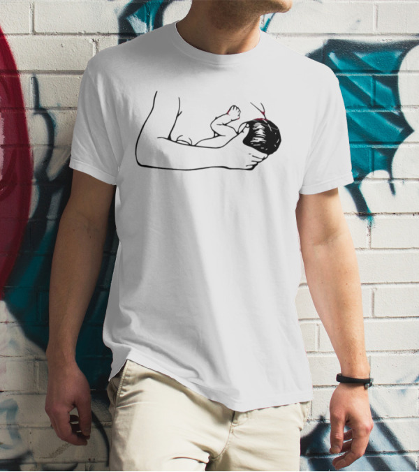 Breastfeeding Mother And Child Silhouette With Red Accents T-Shirt