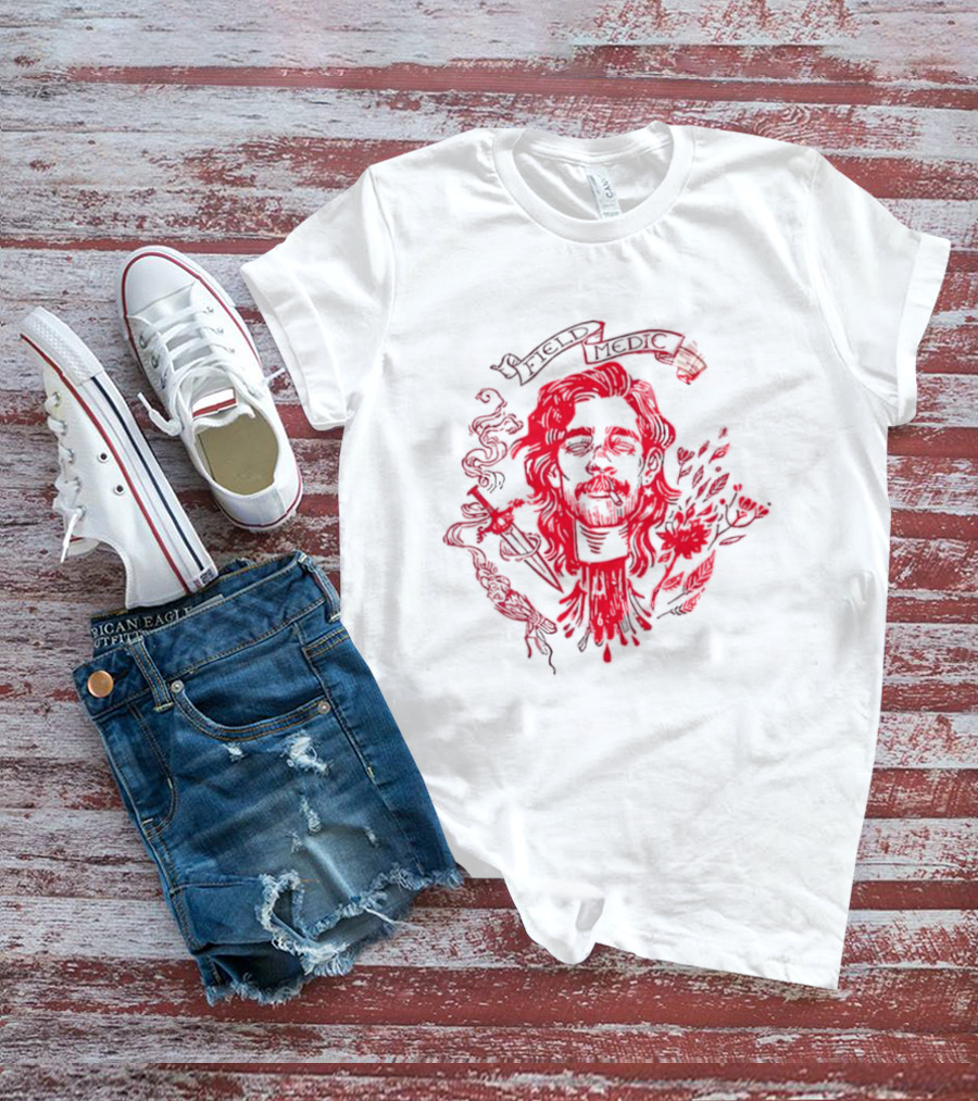 Field Medic Decapitated Roses And Leaves Red T-Shirt