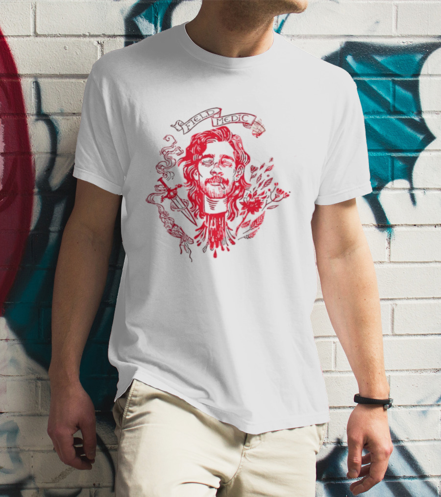 Field Medic Decapitated Roses And Leaves Red T-Shirt