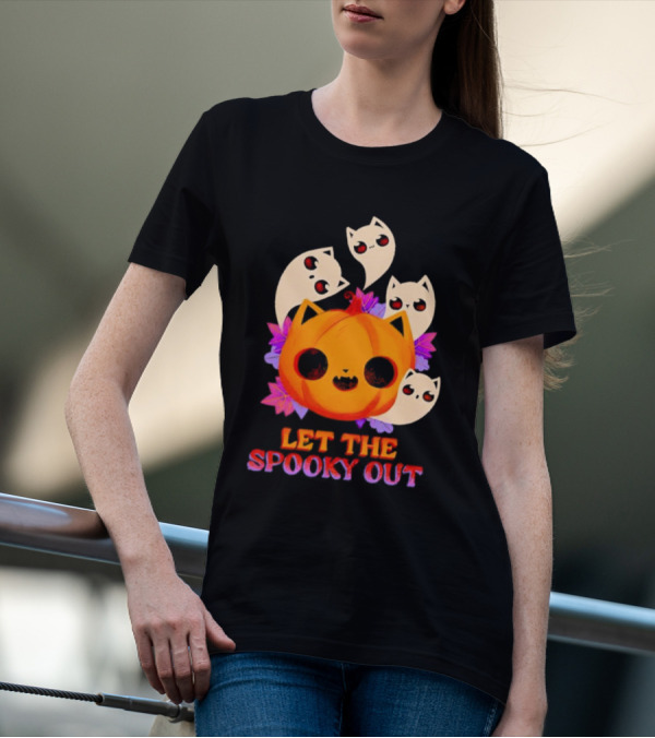 Let The Spooky Out Cute Pumpkin Halloween Ghosts T-Shirt