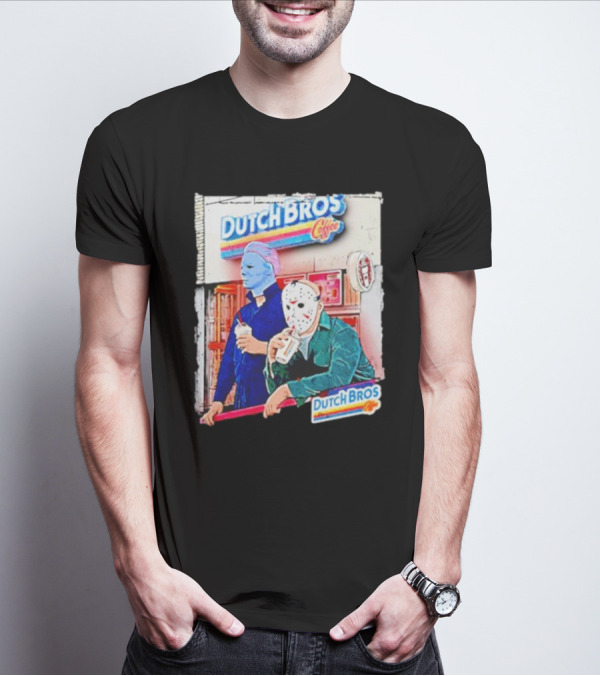 Michael Myers Jason Voorhees Dutch Bros Coffee Scene T-Shirt