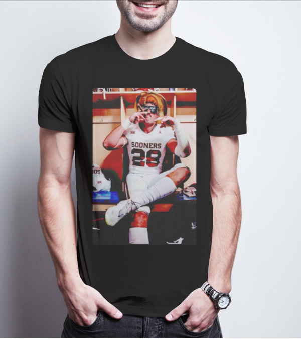 Sooners 28 Danny Stutsman Red River Rivalry Football Locker Room Image T-Shirt