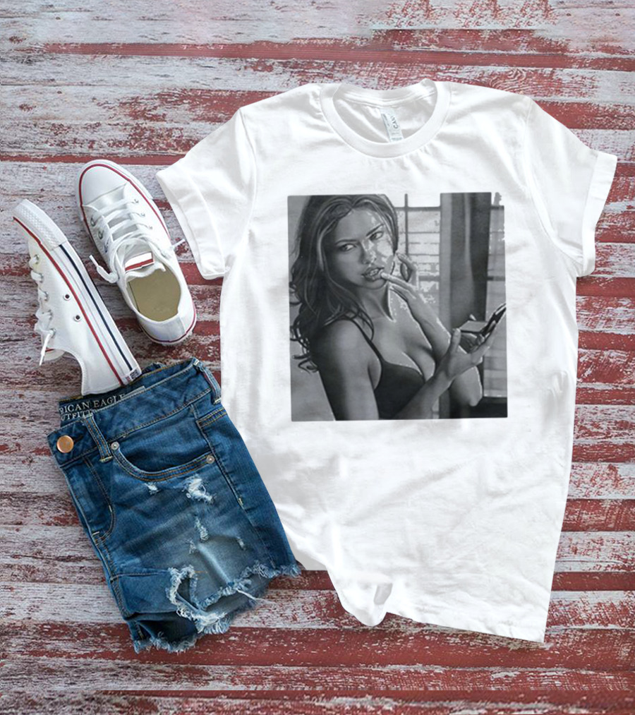 Adriana Lima Fall Black And White Glamour T-Shirt