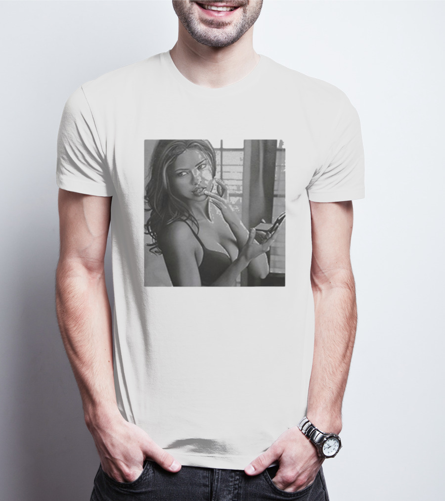 Adriana Lima Fall Black And White Glamour T-Shirt