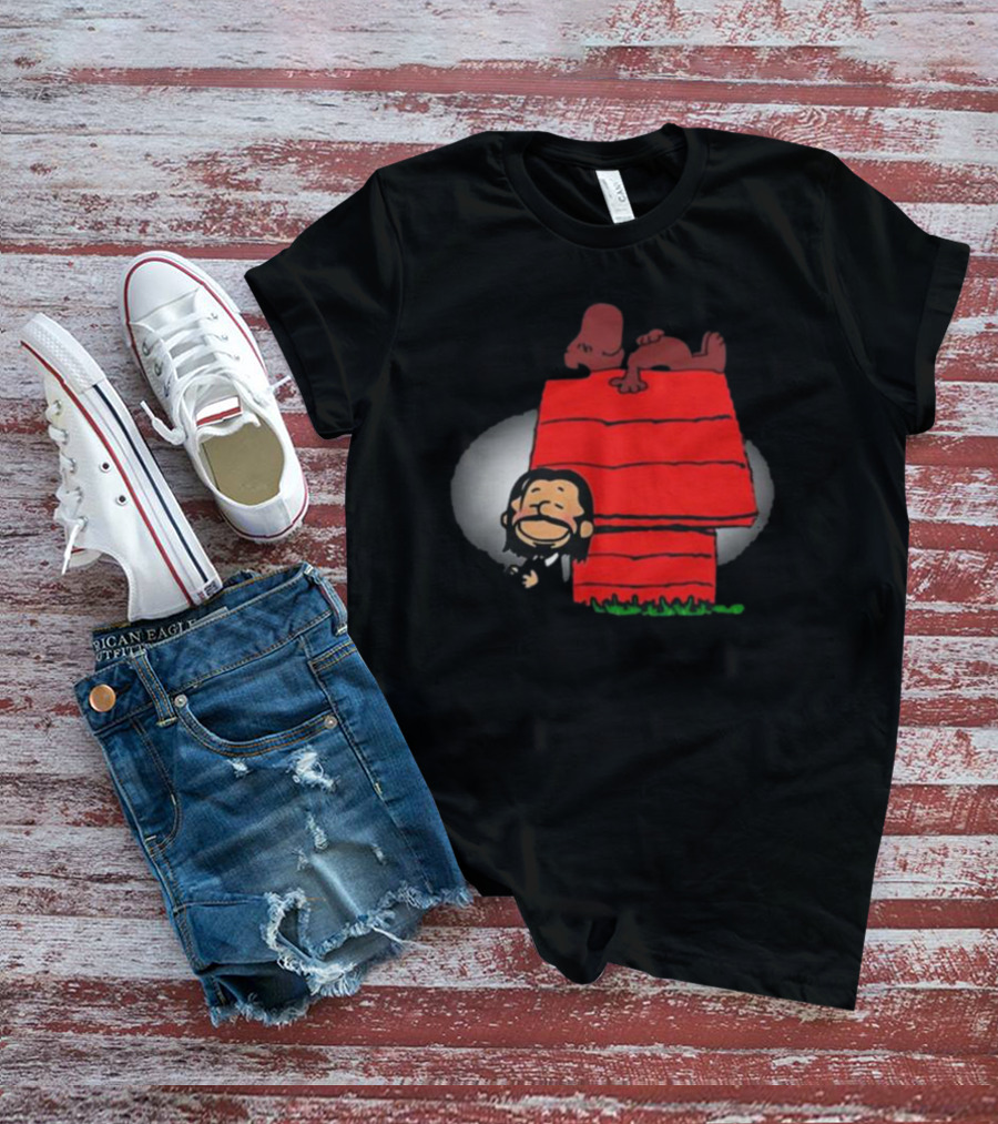John Wick And Snoopy On Red Doghouse Crossover T-Shirt