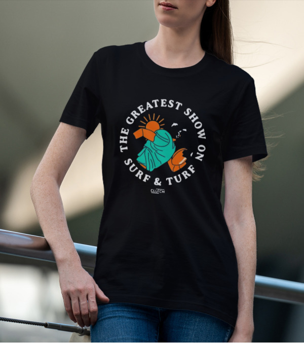 The Greatest Show On Surf And Turf Miami Player Clutch T-Shirt
