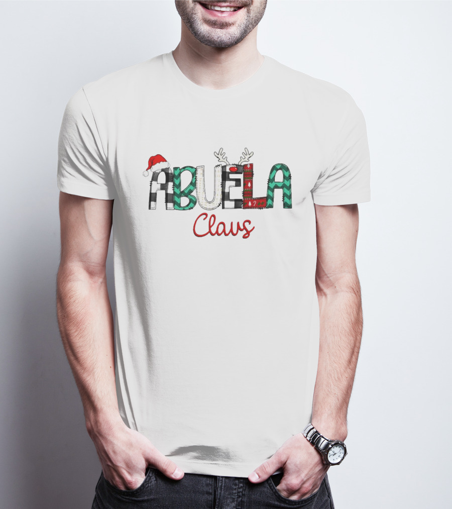 Abuela Claus Christmas Santa Hat Reindeer Antlers Festive T-Shirt
