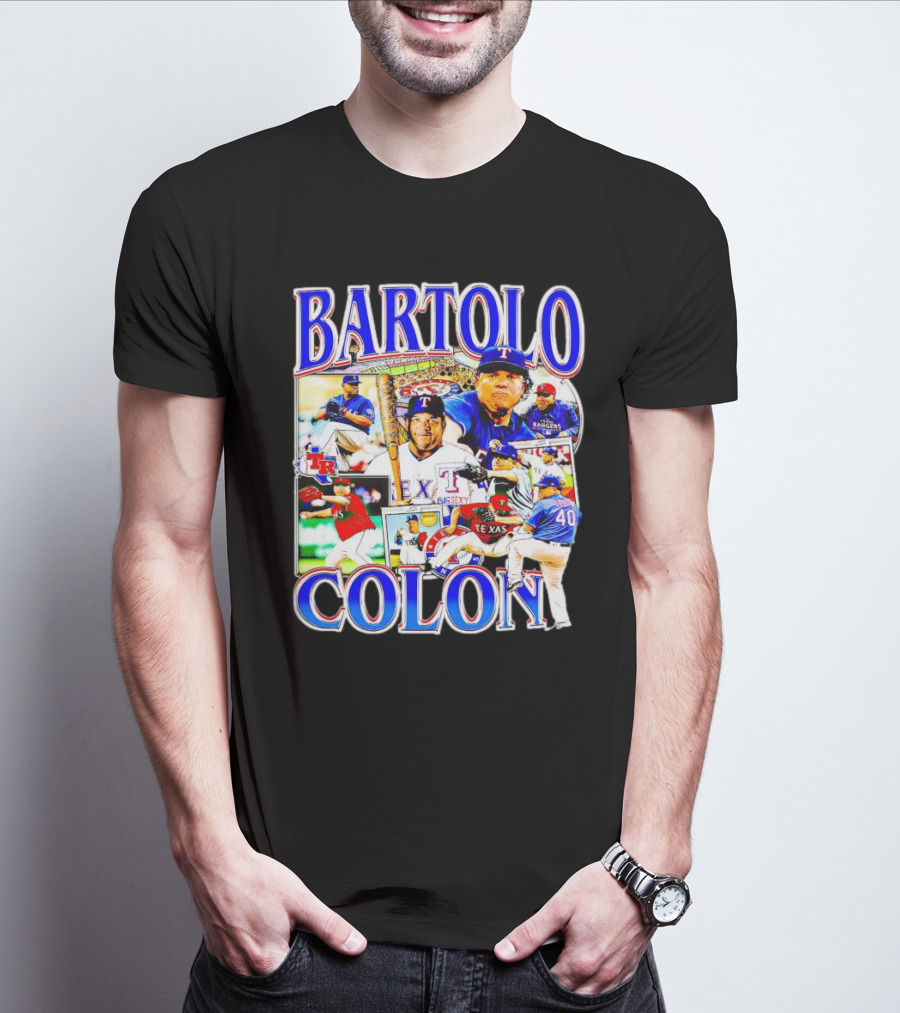 BARTOLO COLÓN Texas Rangers Pitching Action Collage T-Shirt