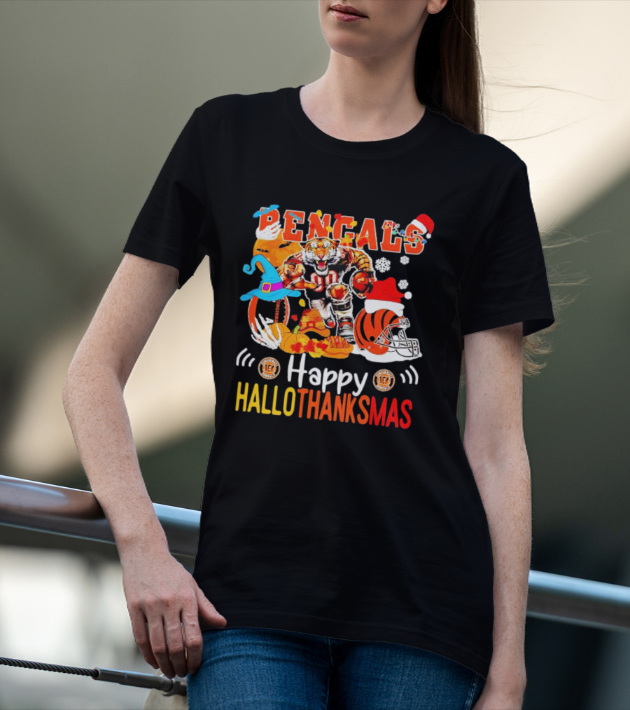 Bengals Mascot Festive Happy Hallothanksmas T-Shirt