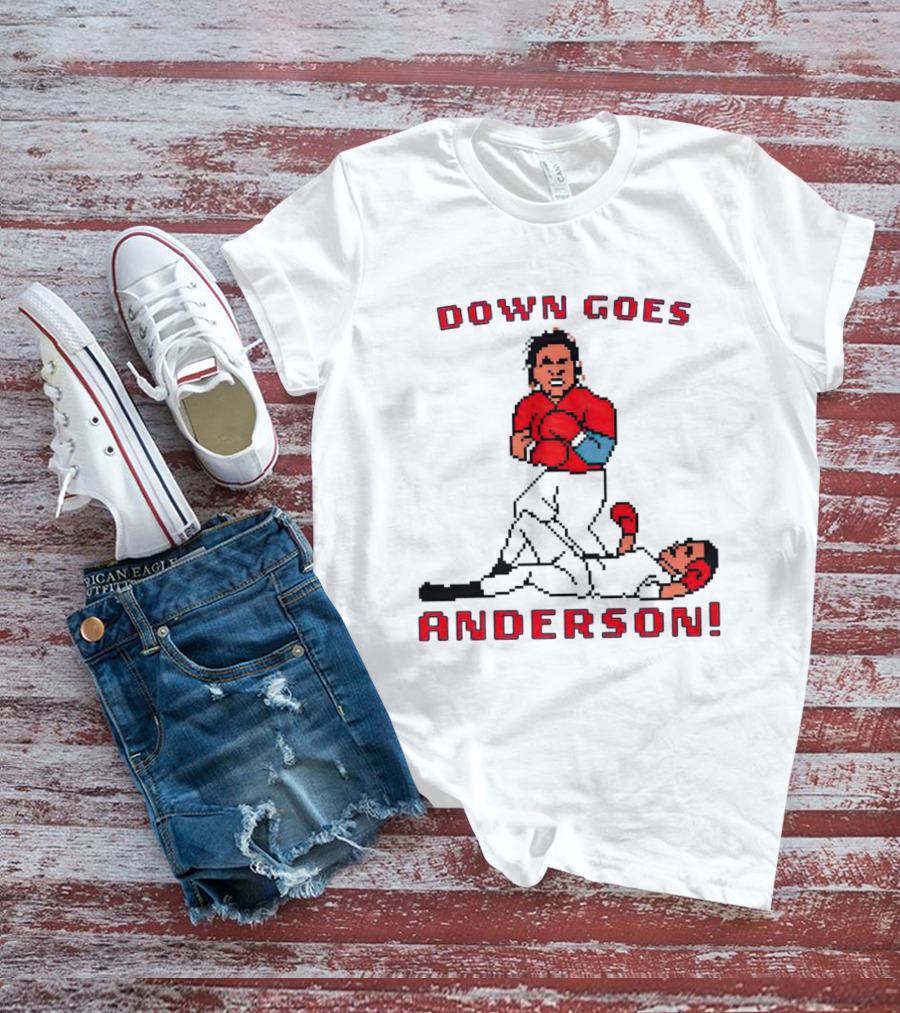 Down Goes Anderson Punch-Out Cleveland Baseball Retro Pixel T-Shirt