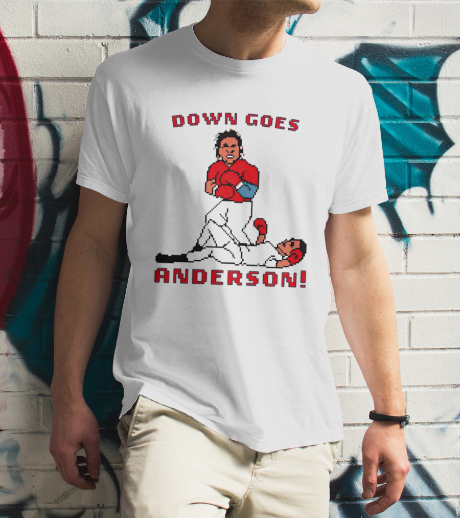 Down Goes Anderson Punch-Out Cleveland Baseball Retro Pixel T-Shirt