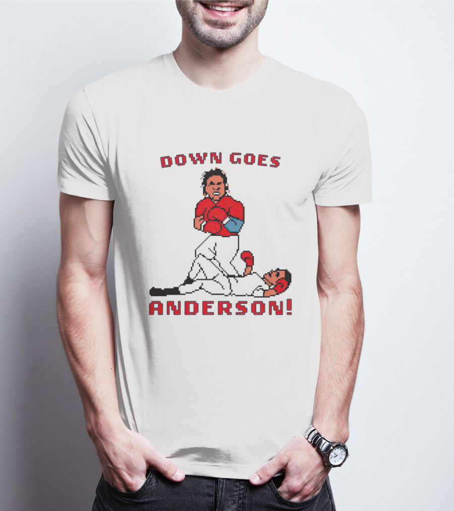 Down Goes Anderson Punch-Out Cleveland Baseball Retro Pixel T-Shirt