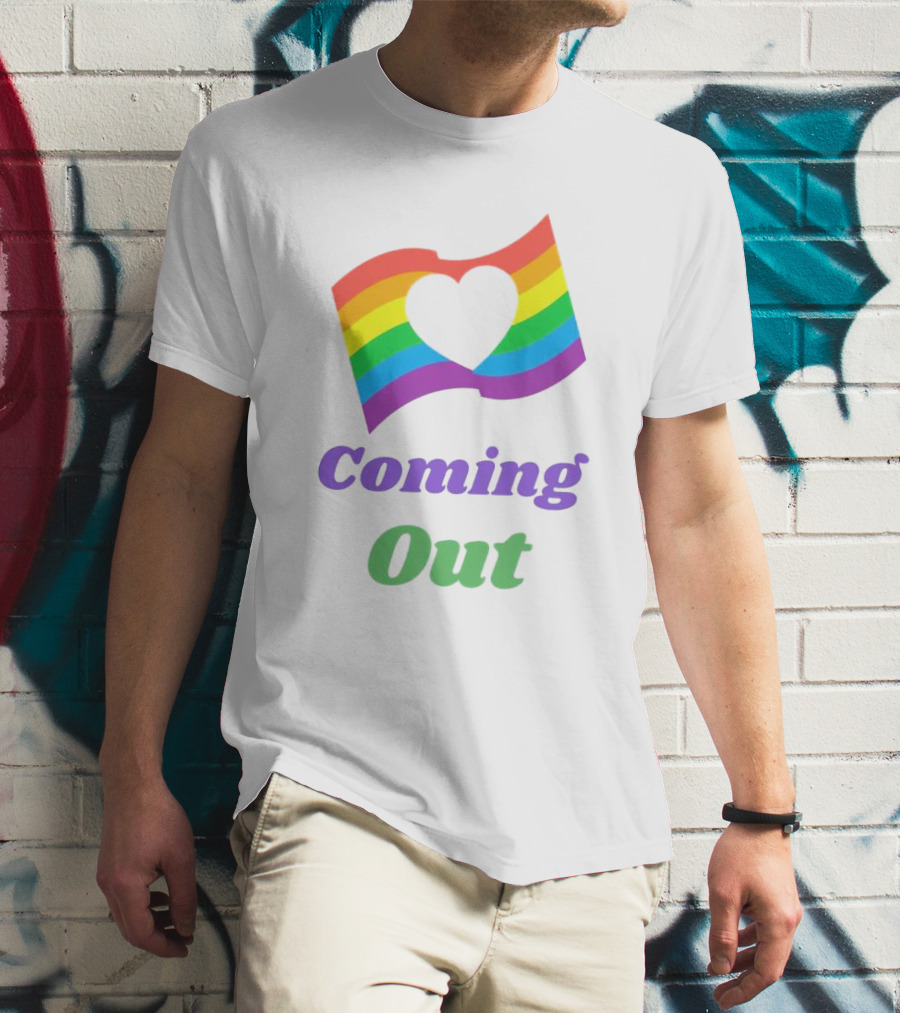 Rainbow Heart Flag Coming Out T-Shirt