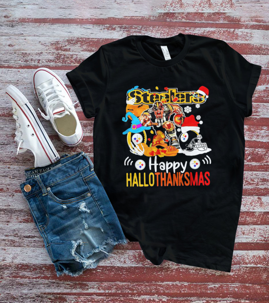 Steelers Happy Hallothanksmas Football Mascot Festive T-Shirt