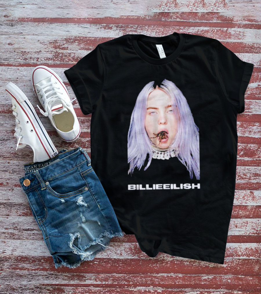 BILLIE EILISH TARANTULA MOUTH NECKLACE VISION SILVER HAIR T-Shirt