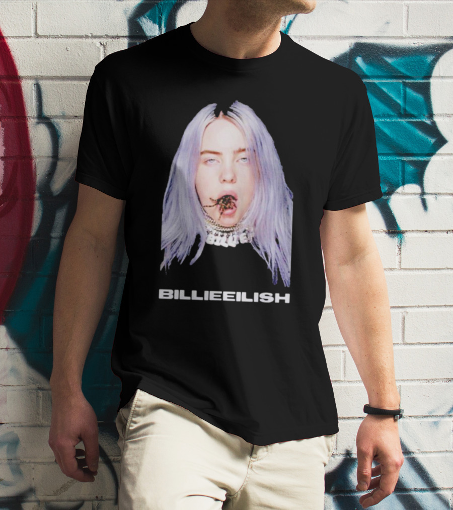 BILLIE EILISH TARANTULA MOUTH NECKLACE VISION SILVER HAIR T-Shirt