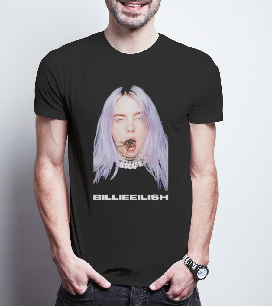 BILLIE EILISH TARANTULA MOUTH NECKLACE VISION SILVER HAIR T-Shirt