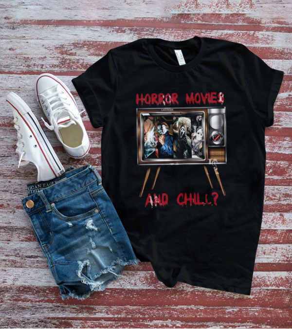 Horror Movies And Chill With Icons On Vintage TV T-Shirt