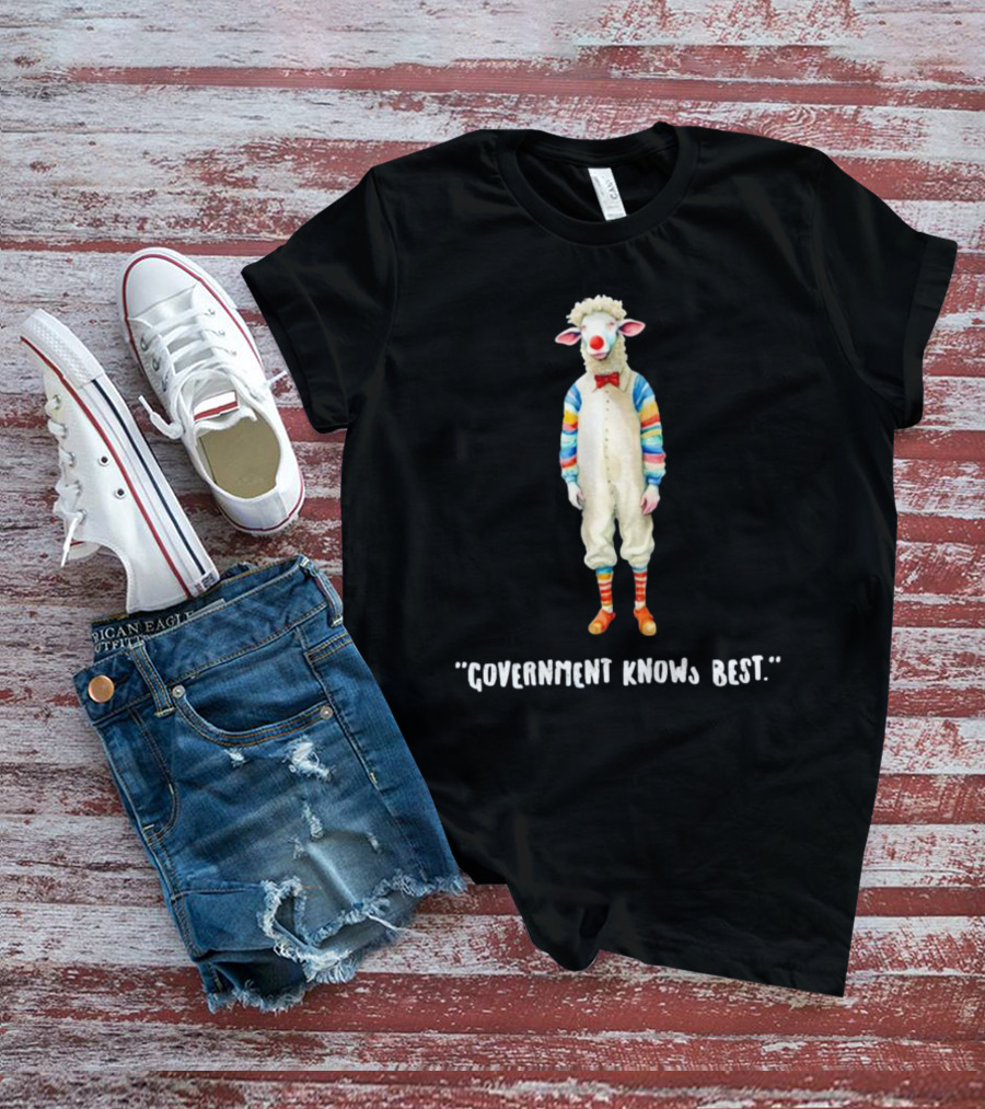 Government Knows Best Sheep In Colorful Striped T-Shirt