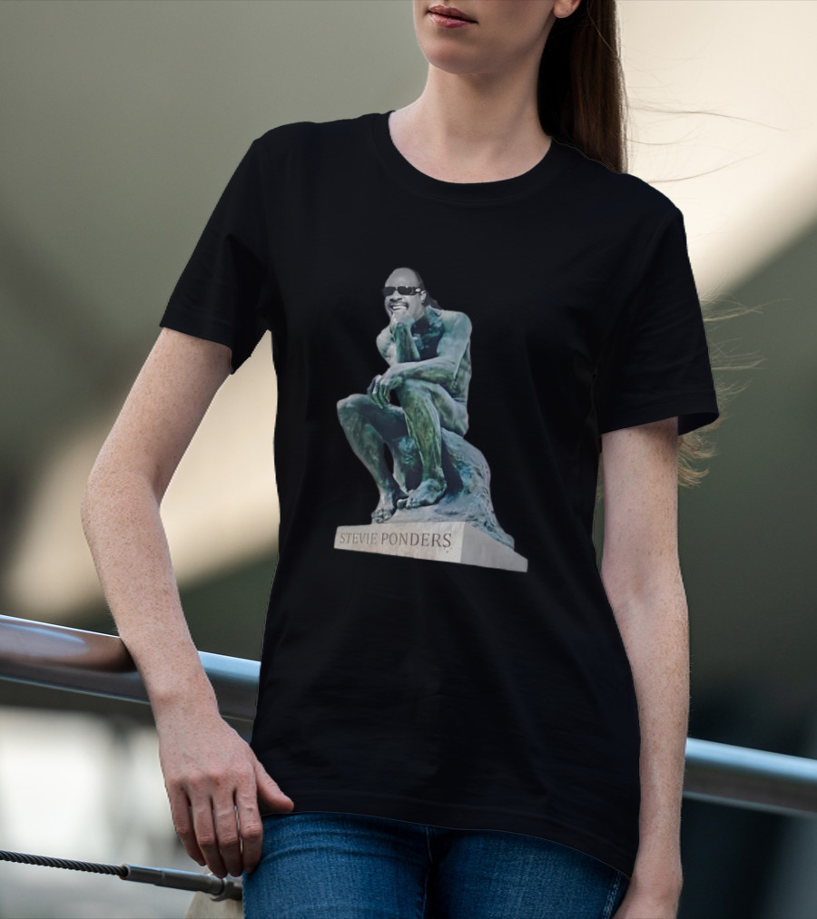 Stevie Ponders Roman Statue Stevie Wonder Pun T-Shirt