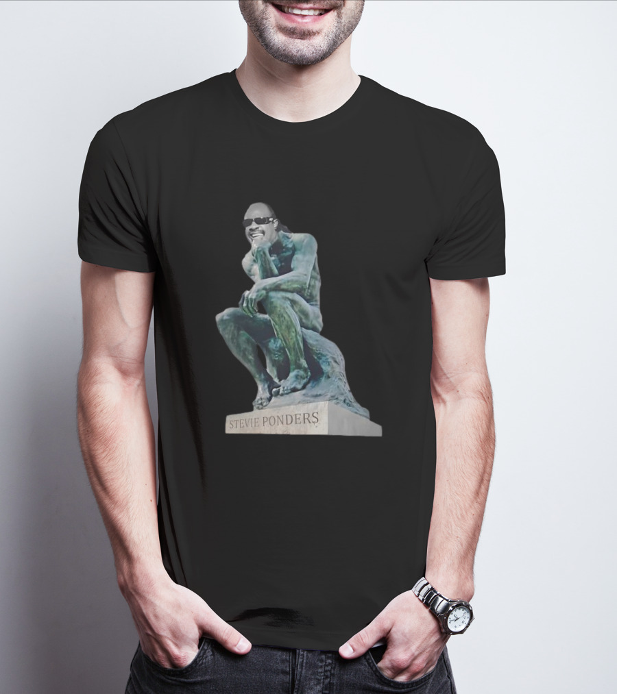 Stevie Ponders Roman Statue Stevie Wonder Pun T-Shirt