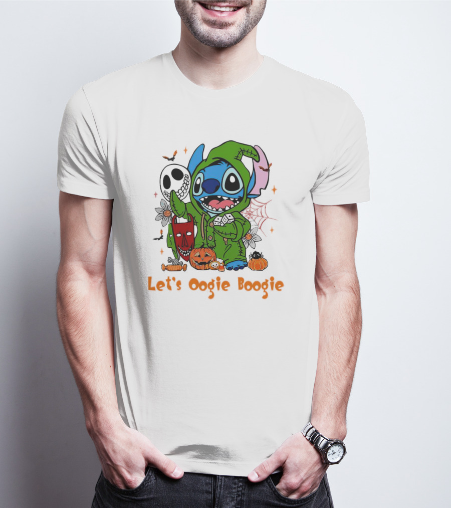 Stitch Let's Oogie Boogie Halloween Pumpkins And Masks T-Shirt