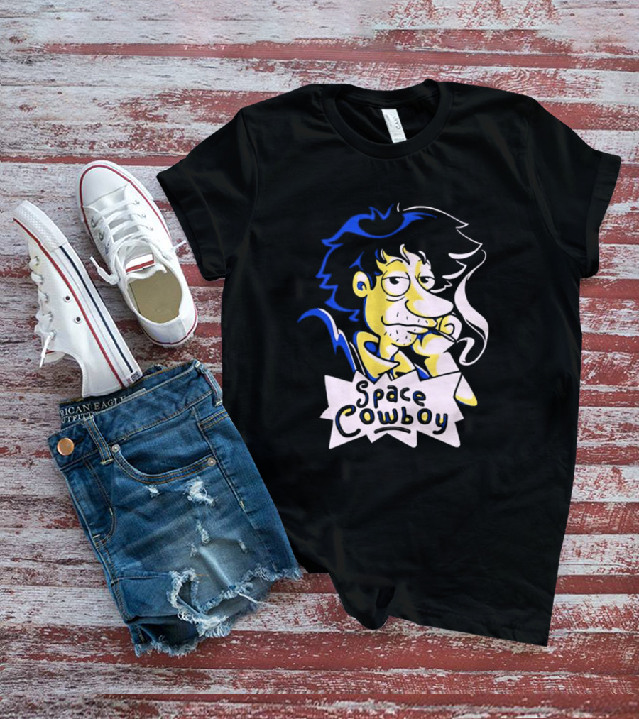 Space Cowboy Smoking Cartoon Character T-Shirt