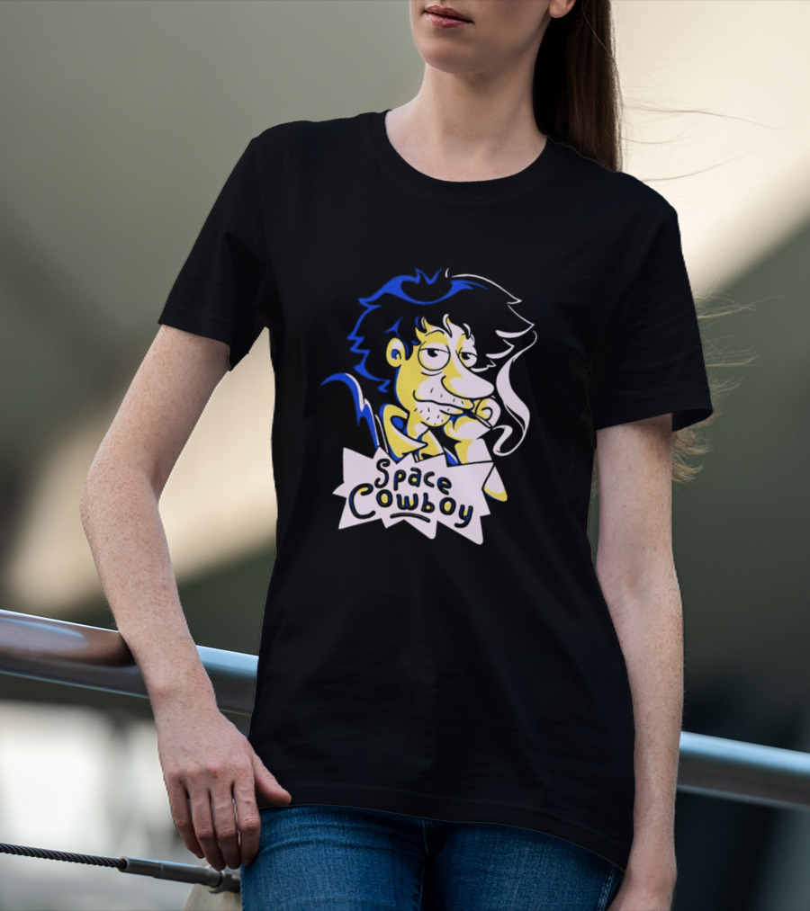 Space Cowboy Smoking Cartoon Character T-Shirt
