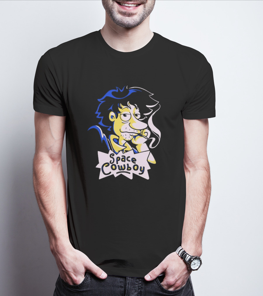Space Cowboy Smoking Cartoon Character T-Shirt