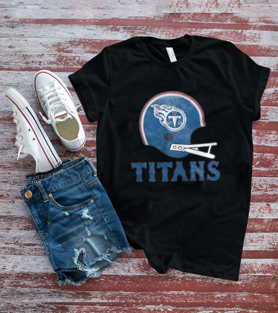 Tennessee Titans Helmet Logo Bold Titans Text T-Shirt