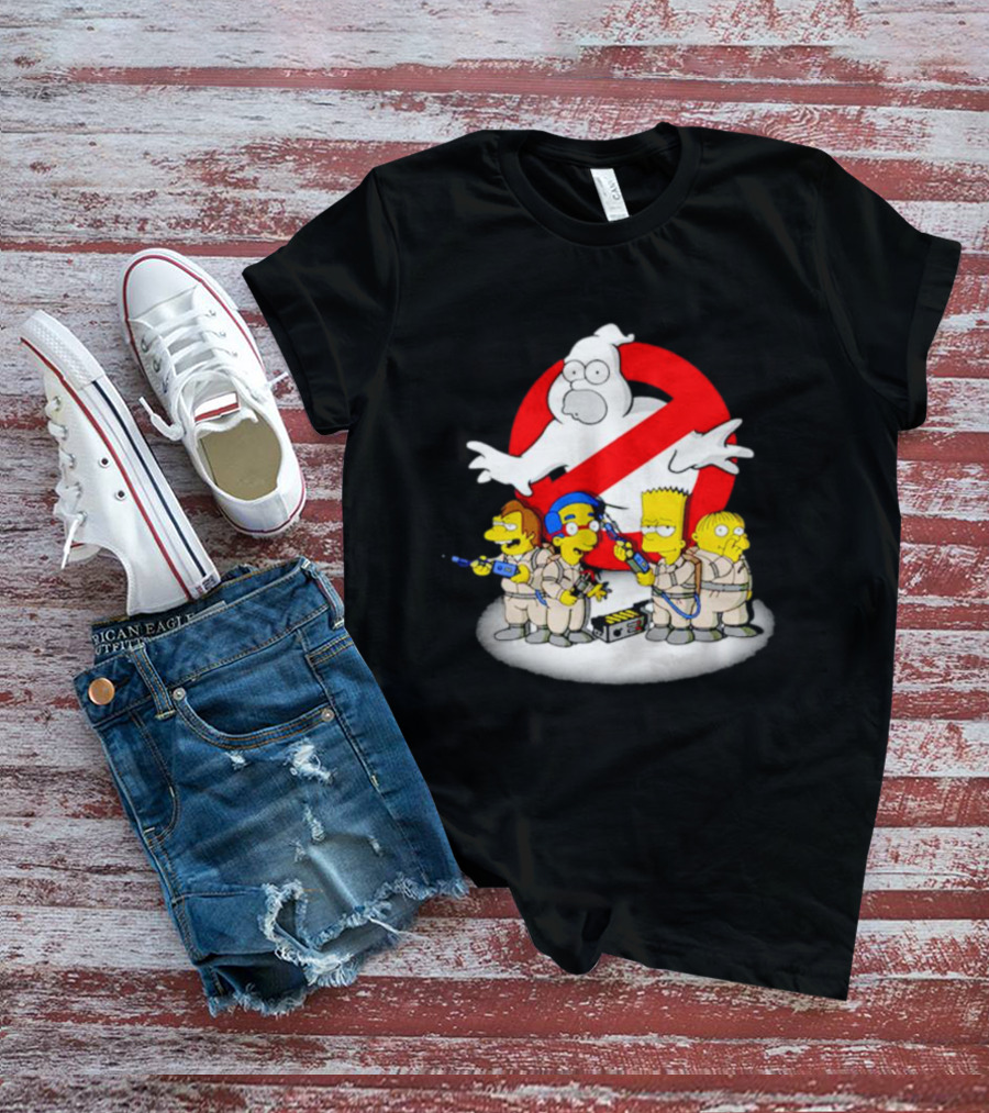 The Simpsons Homer Ghostbusters Parody With Bart And Friends In Uniforms T-Shirt