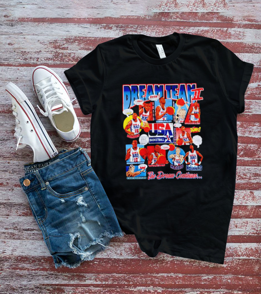 USA Basketball Dream Team II The Dream Continues Johnson Majerle Mourning T-Shirt