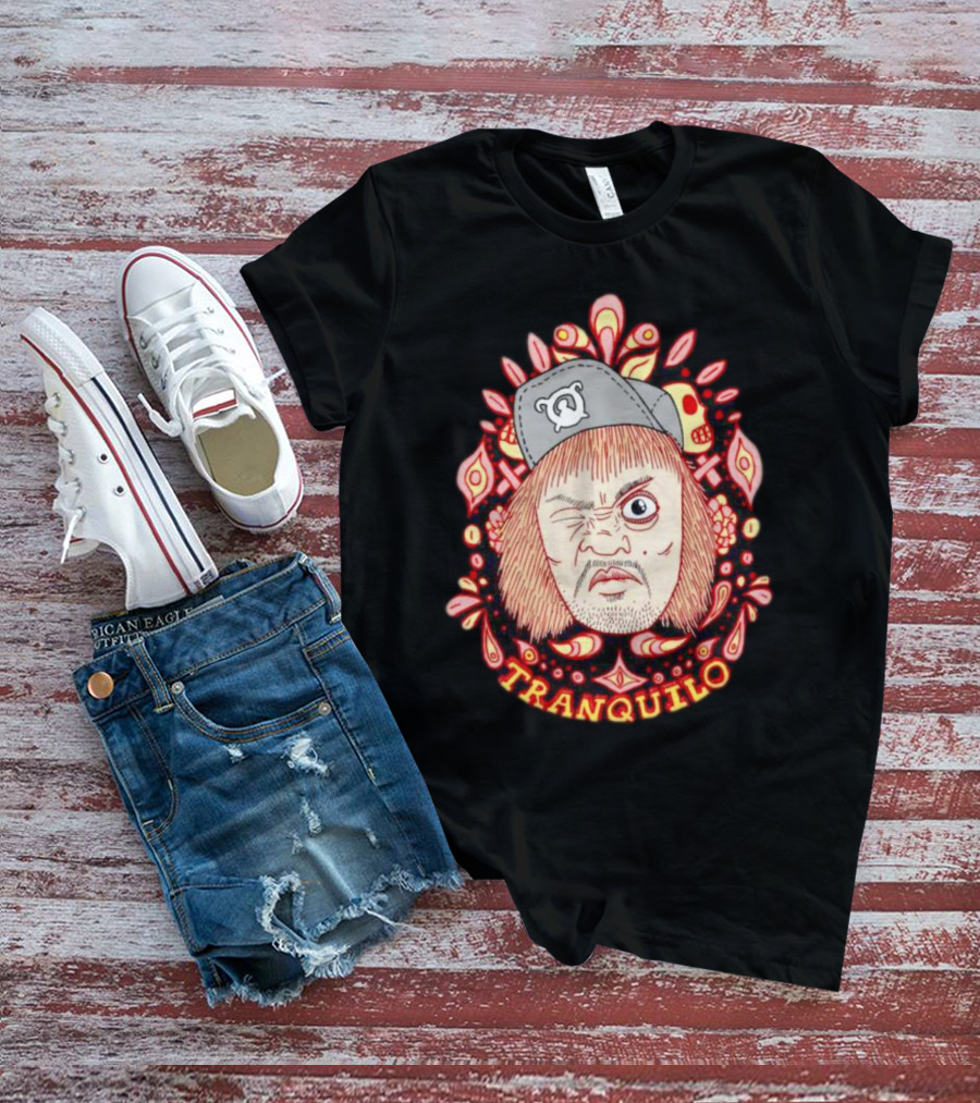 Wrestling Pro Tranquilo Character Art With Hat And Floral Background T-Shirt