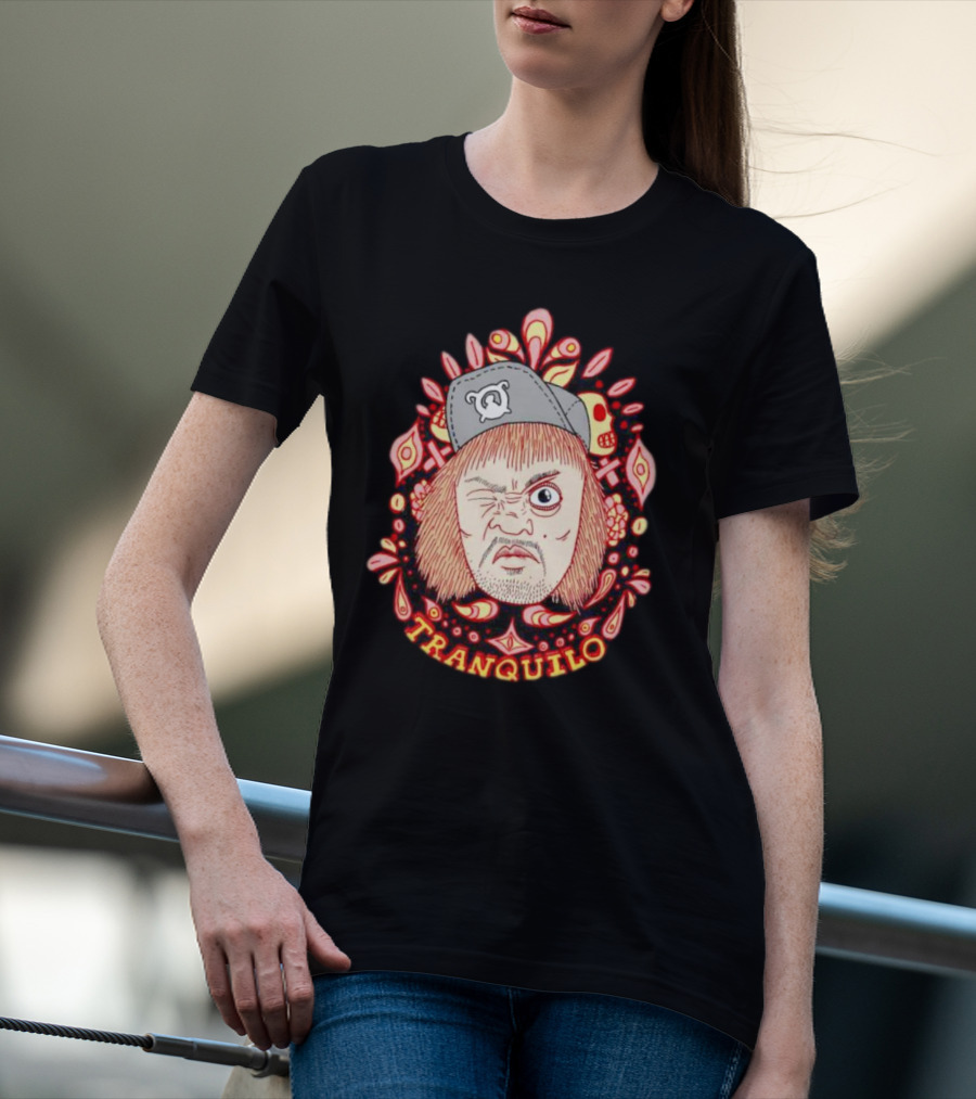 Wrestling Pro Tranquilo Character Art With Hat And Floral Background T-Shirt