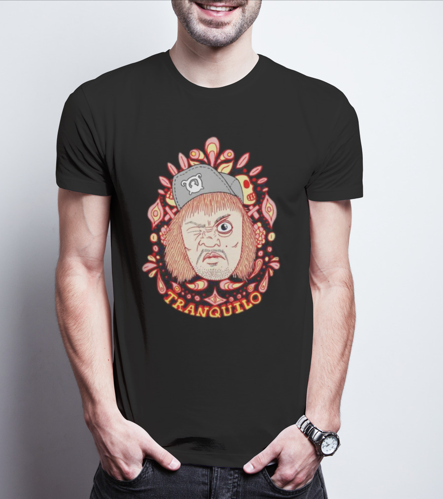 Wrestling Pro Tranquilo Character Art With Hat And Floral Background T-Shirt
