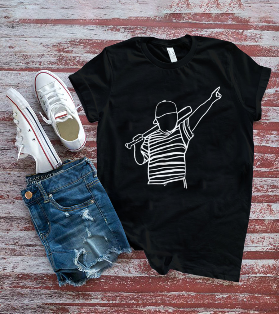Baseball Player Stripe Pose Drawing T-Shirt