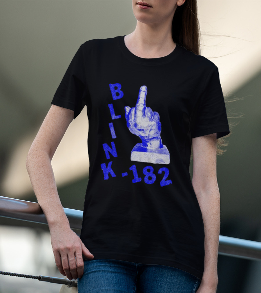 BLINK 182 Middle Finger Statue Gesture T-Shirt