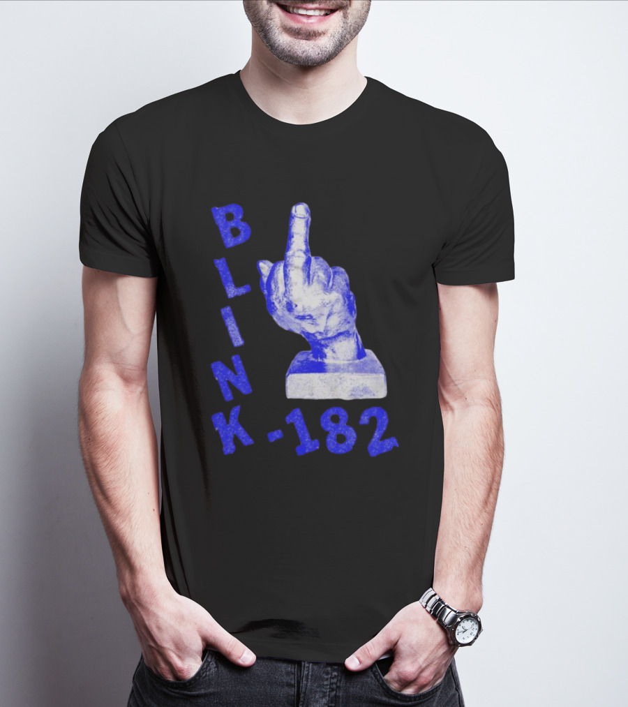 BLINK 182 Middle Finger Statue Gesture T-Shirt