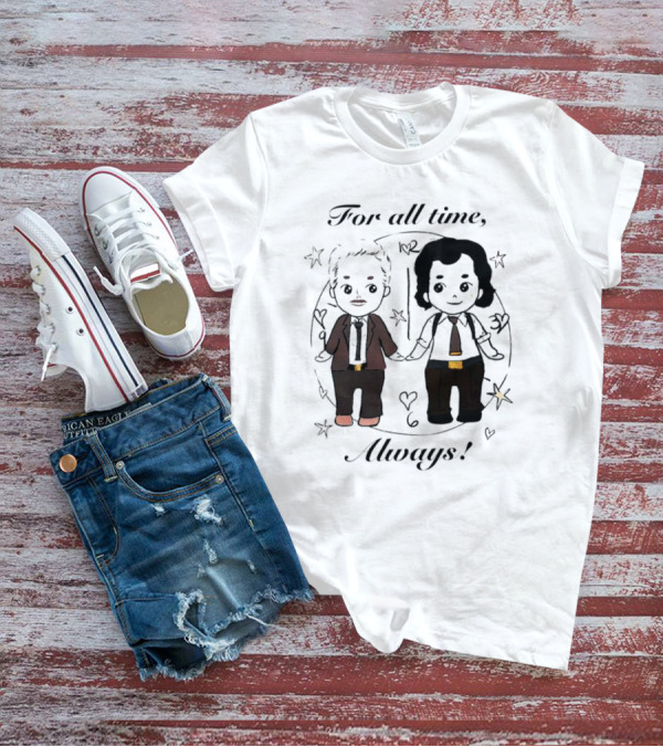 For All Times Always Cartoon Characters Holding Hands With Hearts And Stars T-Shirt