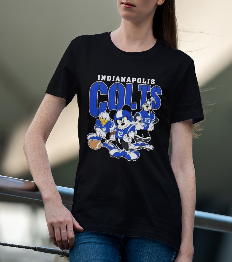 Indianapolis Colts Disney Mickey Donald Duck Goofy Football Team T-Shirt
