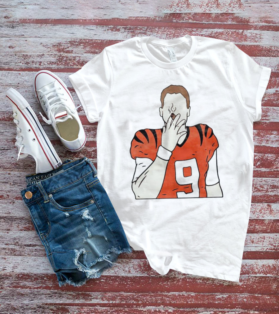 Joe Burrow Smokes Cigar Cincinnati Bengals Number 9 Jersey T-Shirt