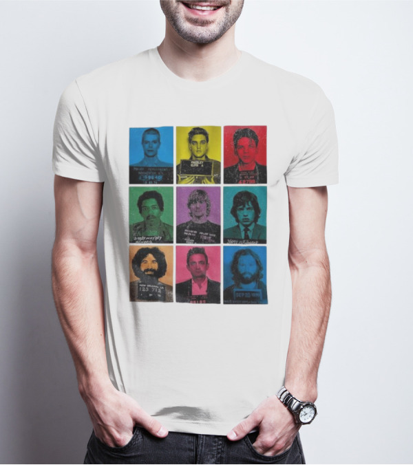 Police Department Mugshots Vintage Music Icons T-Shirt